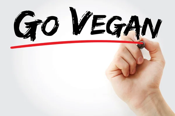 Ruční psaní Go Vegan se značkou — Stock fotografie