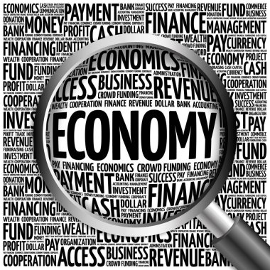 Büyüteç ile ekonomi kelime bulutu
