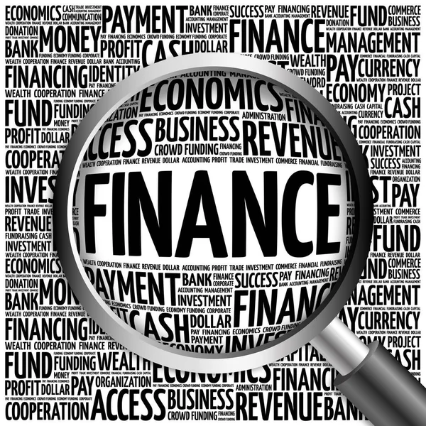 FINANCE word cloud with magnifying glass — Stock Photo, Image