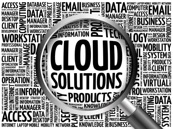 Cloud Solutions nube de palabras — Foto de Stock