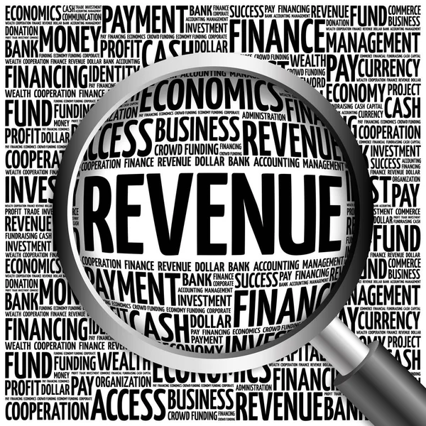 REVENUE word cloud with magnifying glass