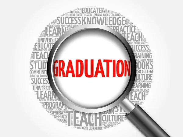 GRADUATION word cloud with magnifying glass — Stock Photo, Image