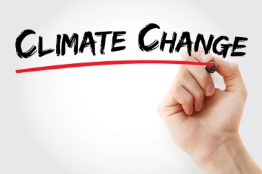 İklim değişikliği marker ile yazma el