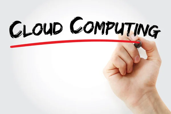 Χέρι γράφοντας Cloud Computing με μαρκαδόρο — Φωτογραφία Αρχείου