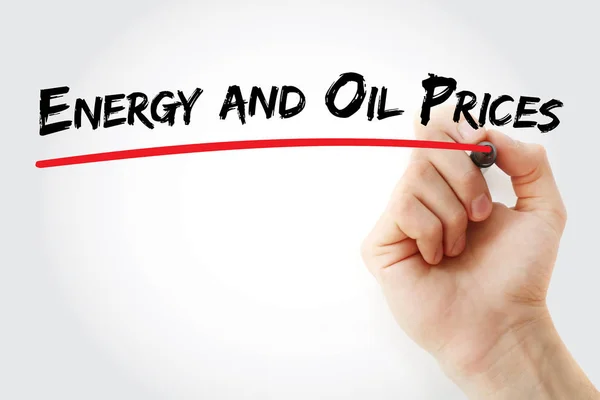 Escrita à mão Energia e Petróleo Preços com marcador — Fotografia de Stock