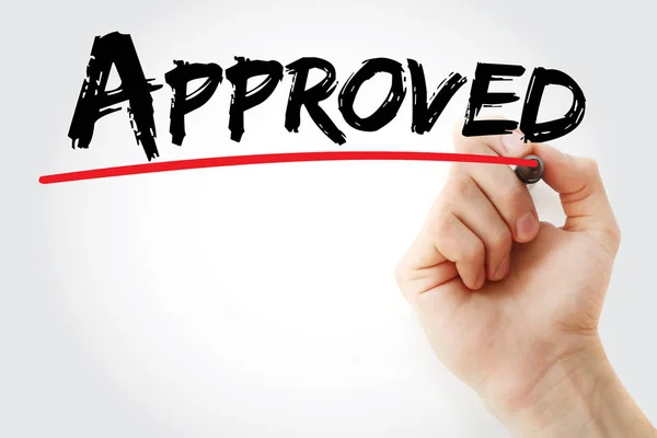 Hand writing Approved with marker — Stock Photo, Image