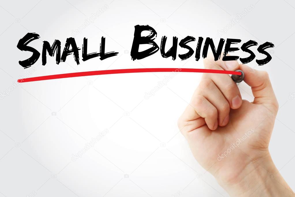 Hand writing Small Business with marker