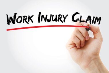 Hand writing Work Injury Claim with marker clipart