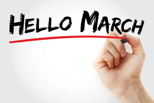 Scrittura a mano Hello March con pennarello — Foto Stock