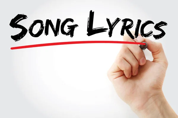 Kézi írás Song Lyrics, jelölővel — Stock Fotó