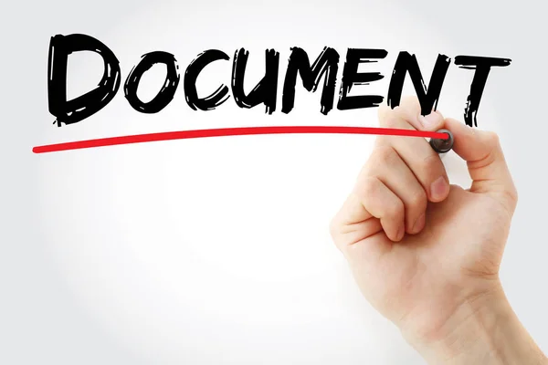 Hand writing Document with marker — Stock Photo, Image