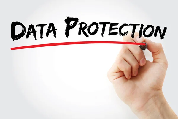 Hand writing Data protection with marker — Stock Photo, Image