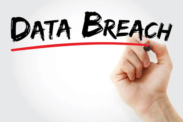 Hand writing Data Breach with marker — Stock Photo, Image