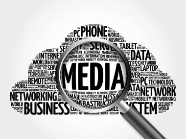 Medya bulut büyüteç ile kelime