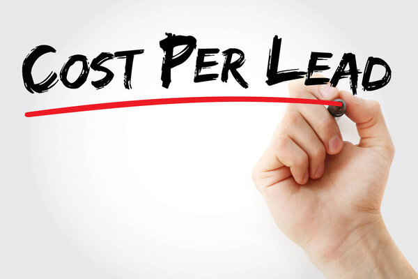 Hand writing Cost Per Lead with marker