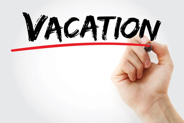 Hand writing Vacation with marker — Stock Photo, Image