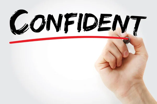 Hand writing Confident with marker — Stock Photo, Image