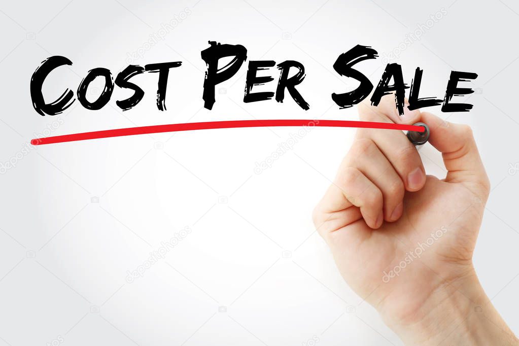 Hand writing Cost Per Sale with marker