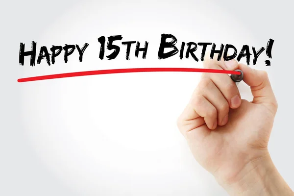 Ручне написання Щасливий 15-й день народження з маркером — стокове фото