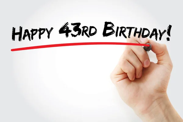 Ручне написання Щасливий 43-й день народження з маркером — стокове фото