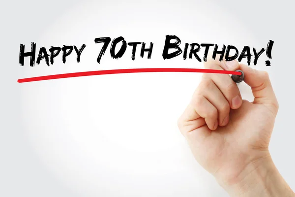 Ручне написання Щасливий 70-й день народження з маркером — стокове фото