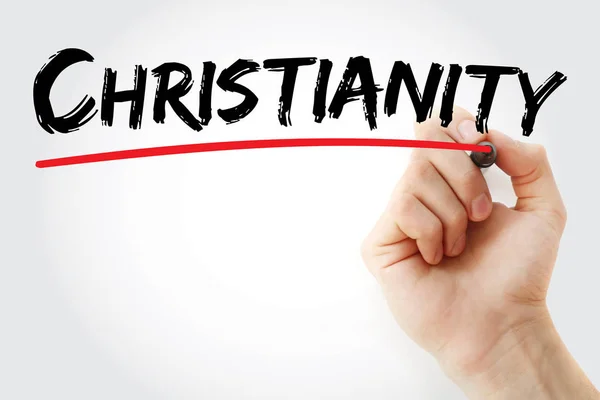 Hand writing Christianity with marker — Stock Photo, Image