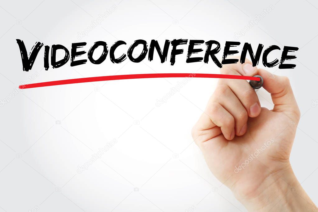 Hand writing Videoconference with marker