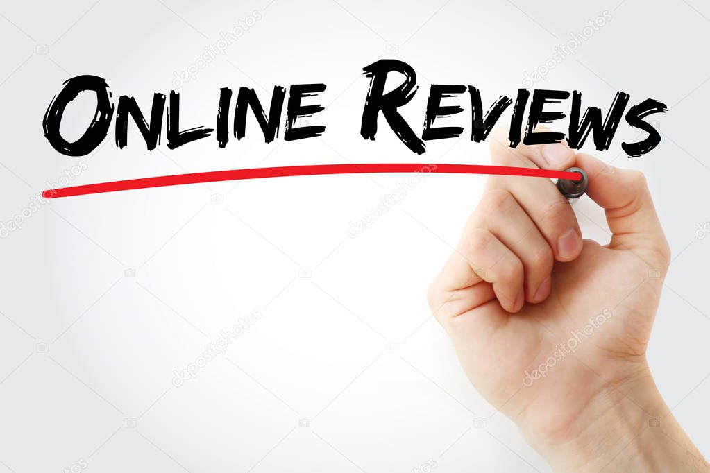 Hand writing Online reviews with marker