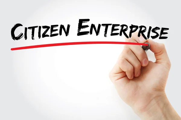 Ručně psaného občan enterprise se značkou — Stock fotografie