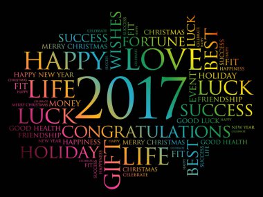 2017 kelime bulutu kolaj tebrik yıl
