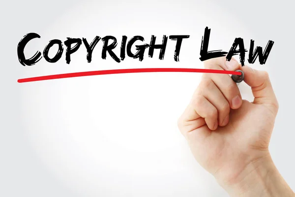 Hand writing Copyright law with marker — Stock Photo, Image