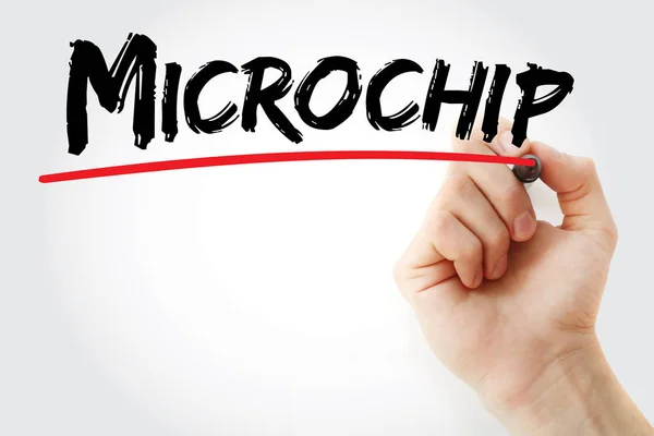 Escrita à mão Microchip com marcador — Fotografia de Stock