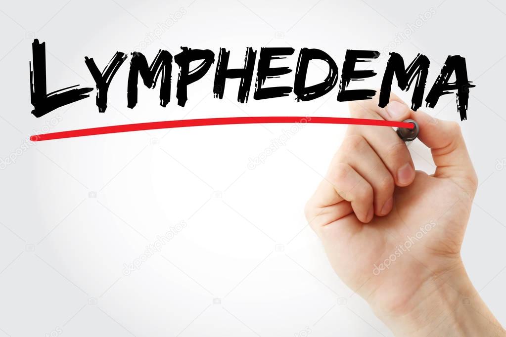 Hand writing Lymphedema with marker