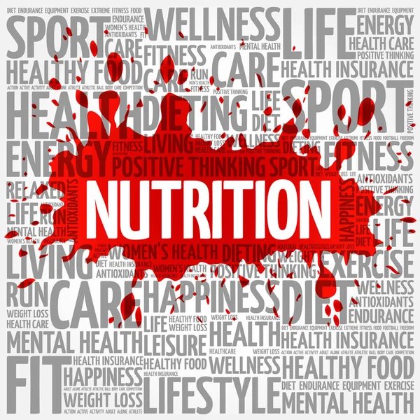 Nutricional palabra nube, fitness, deporte — Vector de stock