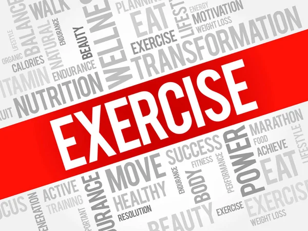 EKERCISE word cloud, fitness, sport - Stok Vektor