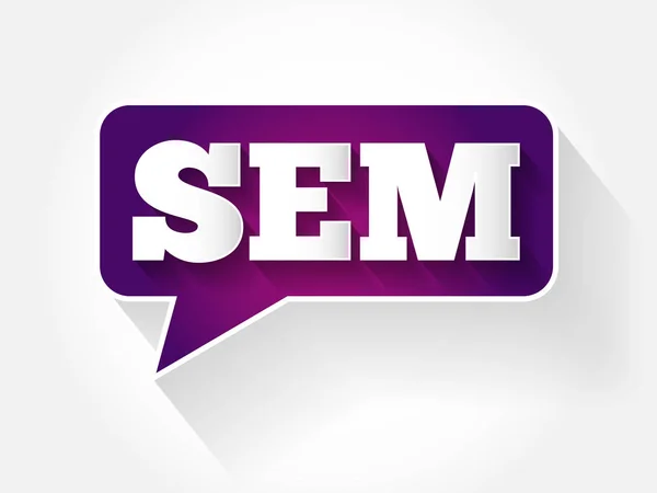 SEM (Search Engine Marketing) bolla di messaggio — Vettoriale Stock