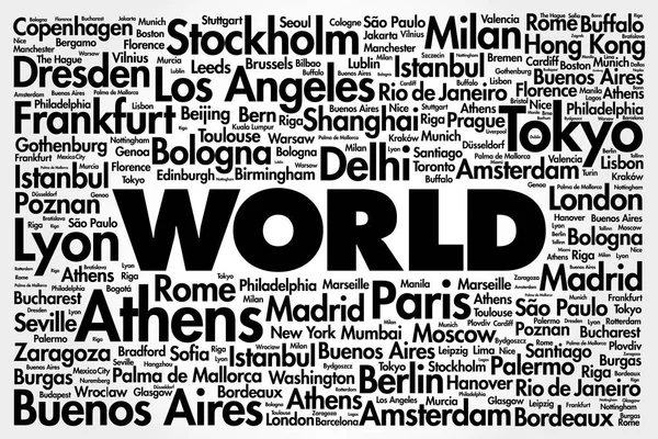 Wereld word cloud concept — Stockvector