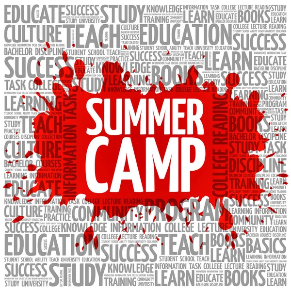 Summer Camp word cloud, utbildning koncept — Stock vektor