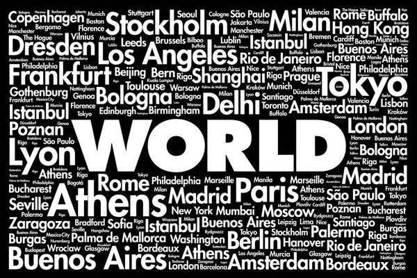 Wereld word cloud concept — Stockvector