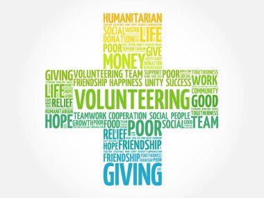 Kelime bulutu kolaj gönüllü