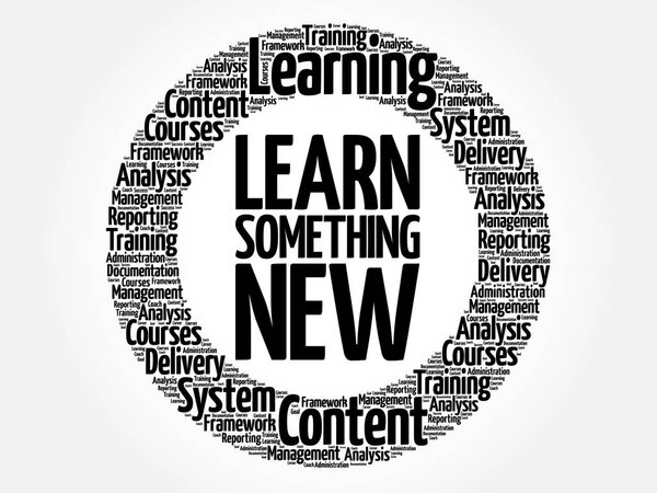 Learn Something New circle word cloud