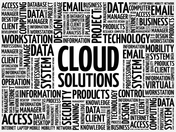 Cloud Solutions nube de palabras — Vector de stock