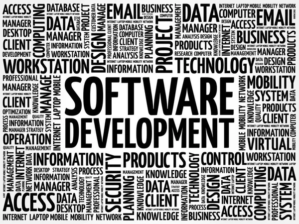 Desarrollo de software word cloud — Vector de stock