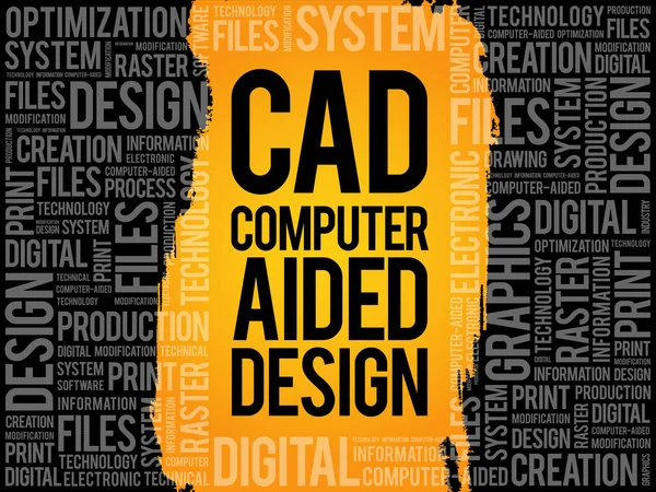 CAD - Computer Aided Design nuvem de palavras —  Vetores de Stock