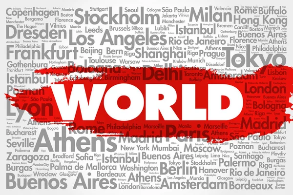 Wereld word cloud concept — Stockvector