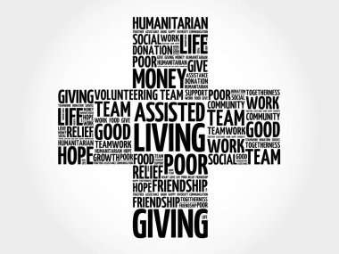 Yardımlı yaşam kelime bulutu kolaj