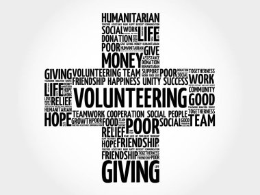 Kelime bulutu kolaj gönüllü