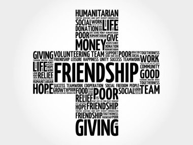 Dostluk kelime bulutu kolaj