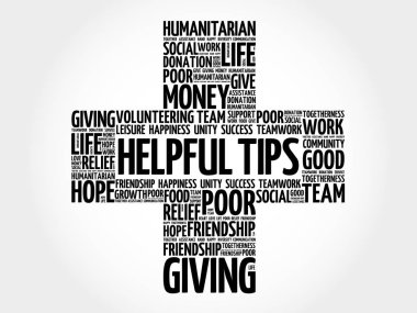 Yararlı ipuçları kelime bulutu kolaj