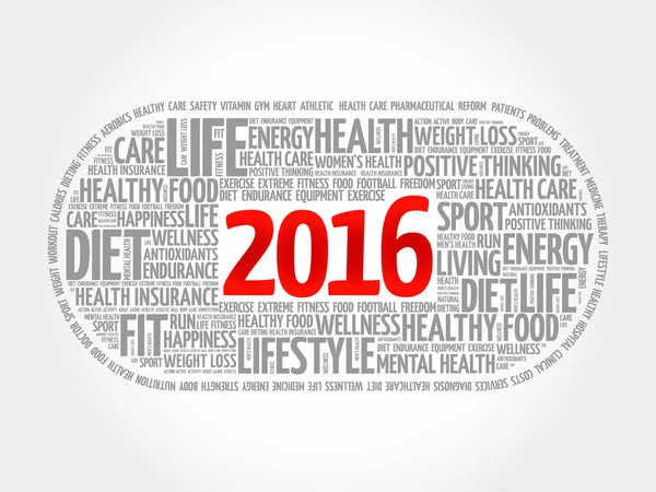 2016 health and sport goals word cloud — Stock Vector